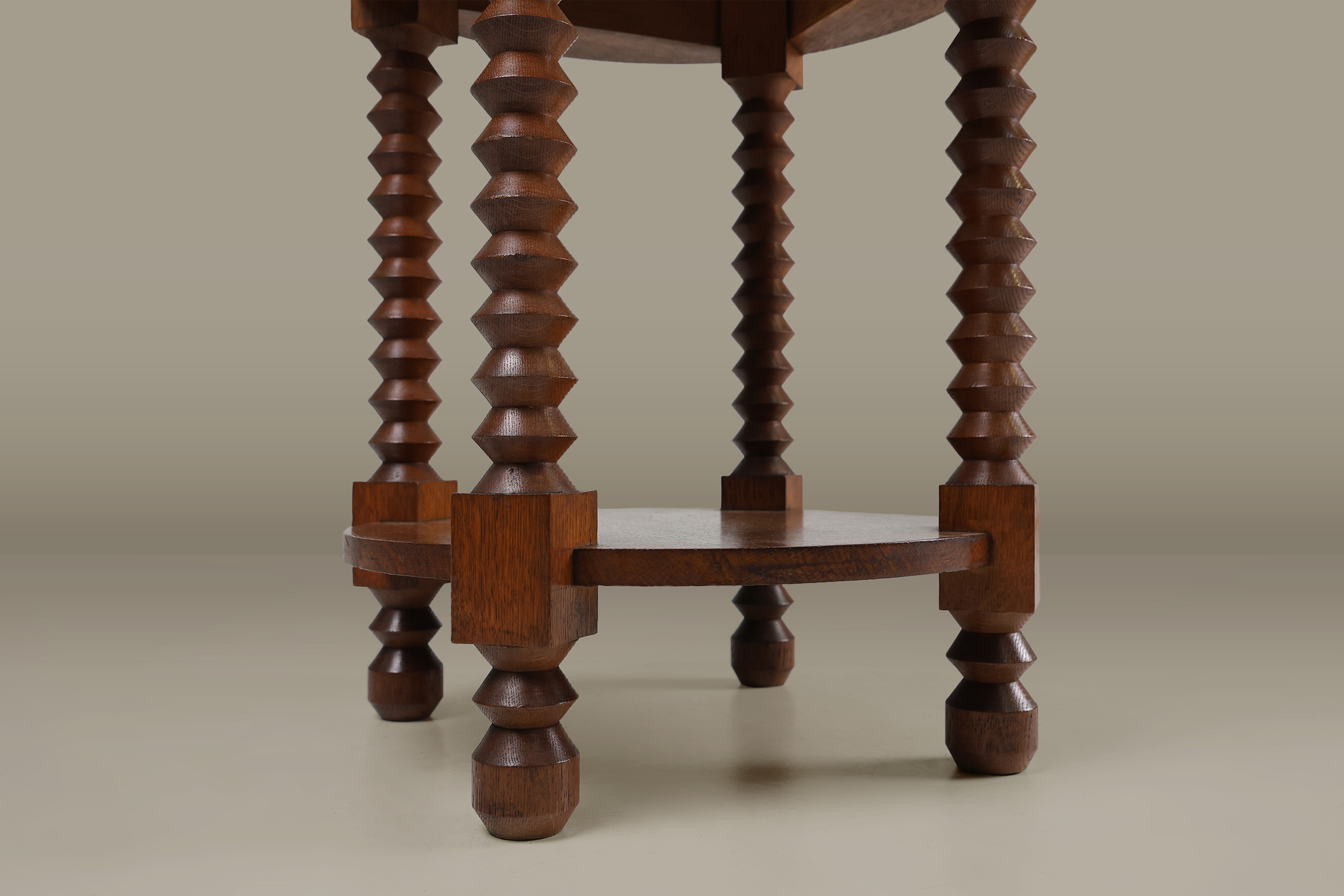 A rare 1930s French Art Deco side table in oak with marble topthumbnail